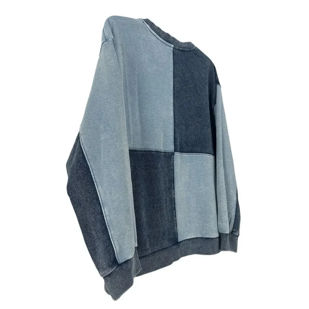 Z Supply Fair & Square Women’s Denim Crewneck Pullover Sweatshirt: Size M